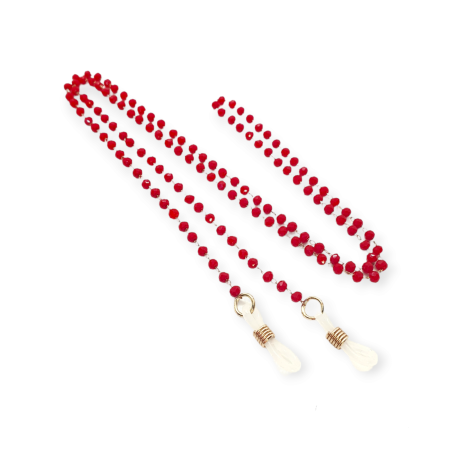 glasschain with redbeads